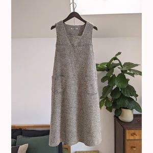 Grey dress with patchwork style pockets